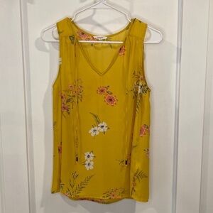 MAURICES yellow floral v-neck tank top